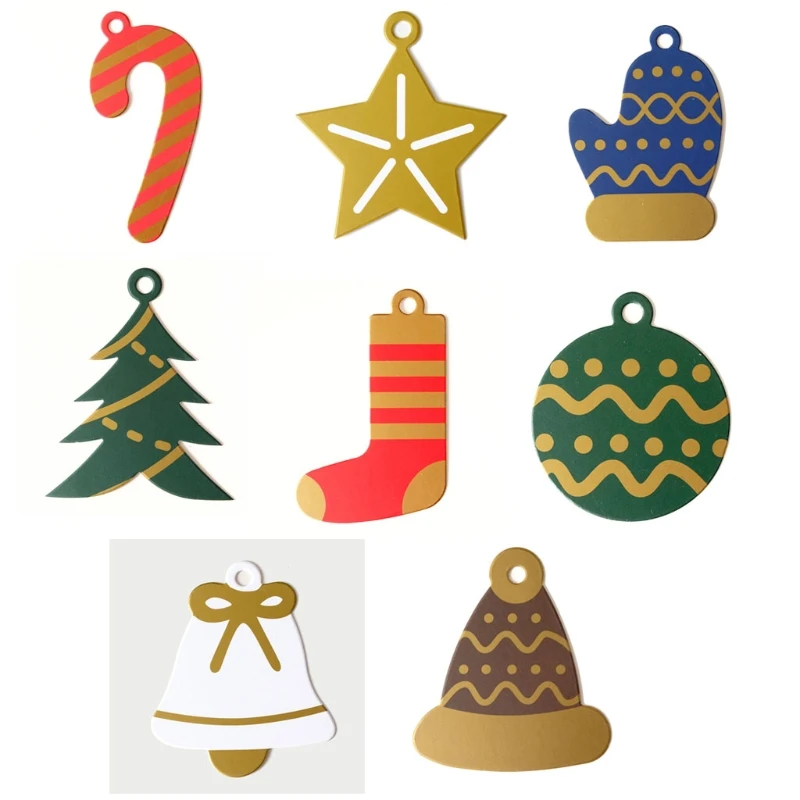 

Новинка 2021, 50 шт., подвесные этикетки для рождественского подарка, милая елка, искусственная перчатка, узор, подвесные праздничные именные б...