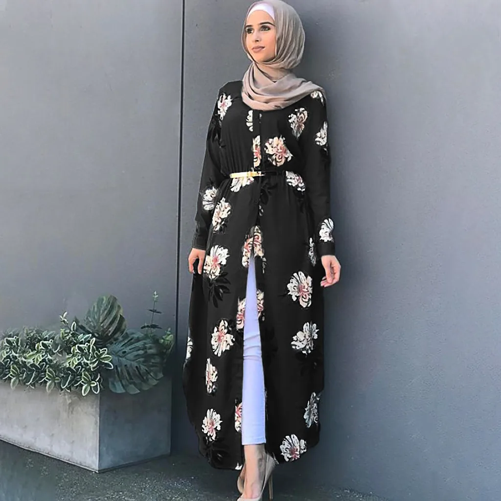 Элегантное мусульманское платье Abaya с вышивкой модное женское длинным рукавом и