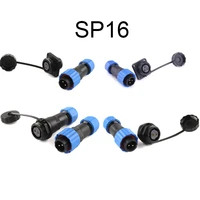 sp16 ip68 waterproof connector cable connector plug socket male and female 2 3 4 5 6 7 9 pin dockingsquareflangeback