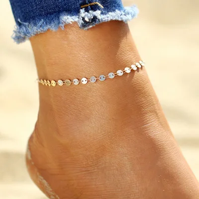 

New European and American fashion simple beach foot ornaments hand-made circular character anklet