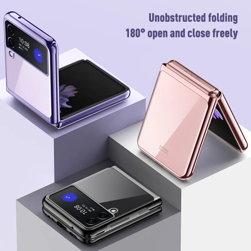 

Anti-Knock Plating Clear Fitted Case for Samsung Galaxy Z Flip3 5G Flip 3 Anti-Dust Protective Phone Bag Cover