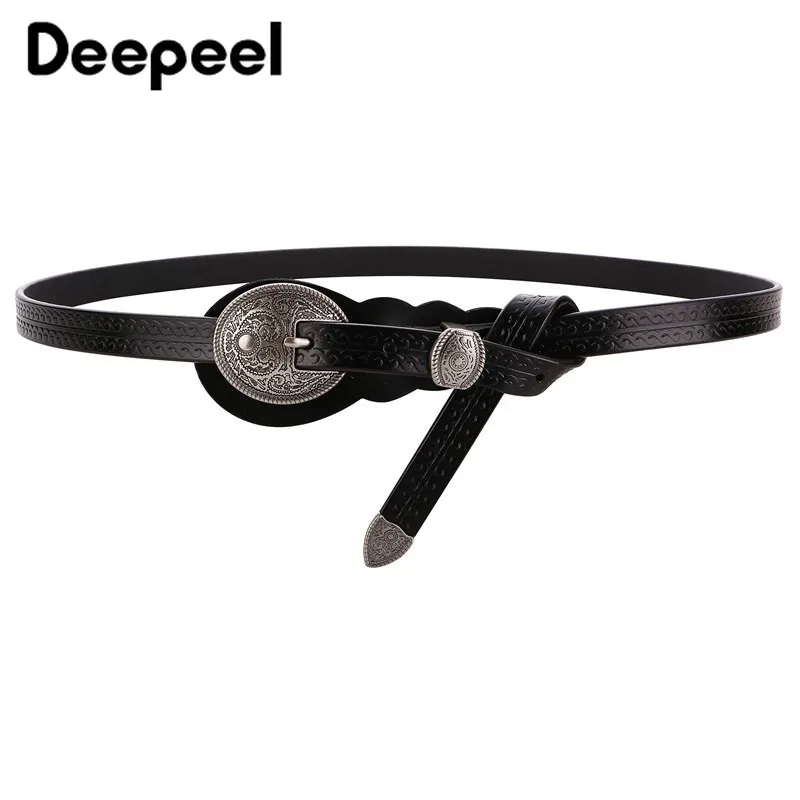 

Deepeel Women Belt 1pc 1.3*105/110/115cm Genuine Leather Fashion Luxury Decorative Designer Waistband Metal Retro Pin Buckles