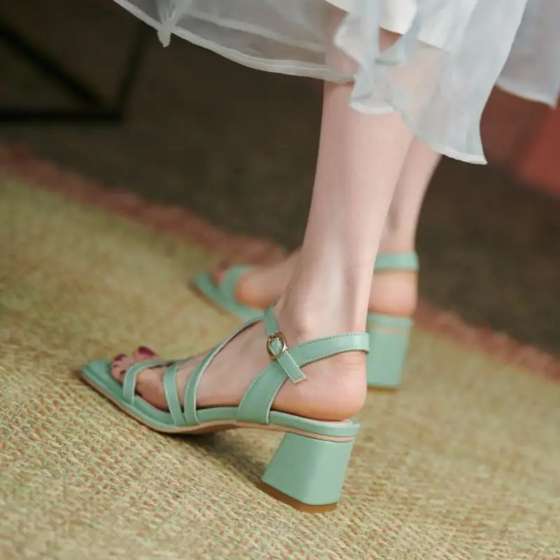 

KemeKiss Size 31-43 Sandals For Women Thick Heel Buckle Summer Shoes Women Fashion Cool Office Shoes Women Footwear