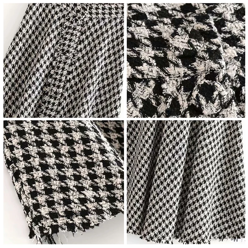 ROHOPO Houndstooth Высокая талия твидовая Расклешенная юбка миди британская Academy Slip Hem Женская Осенняя Falda Buttoms#2331