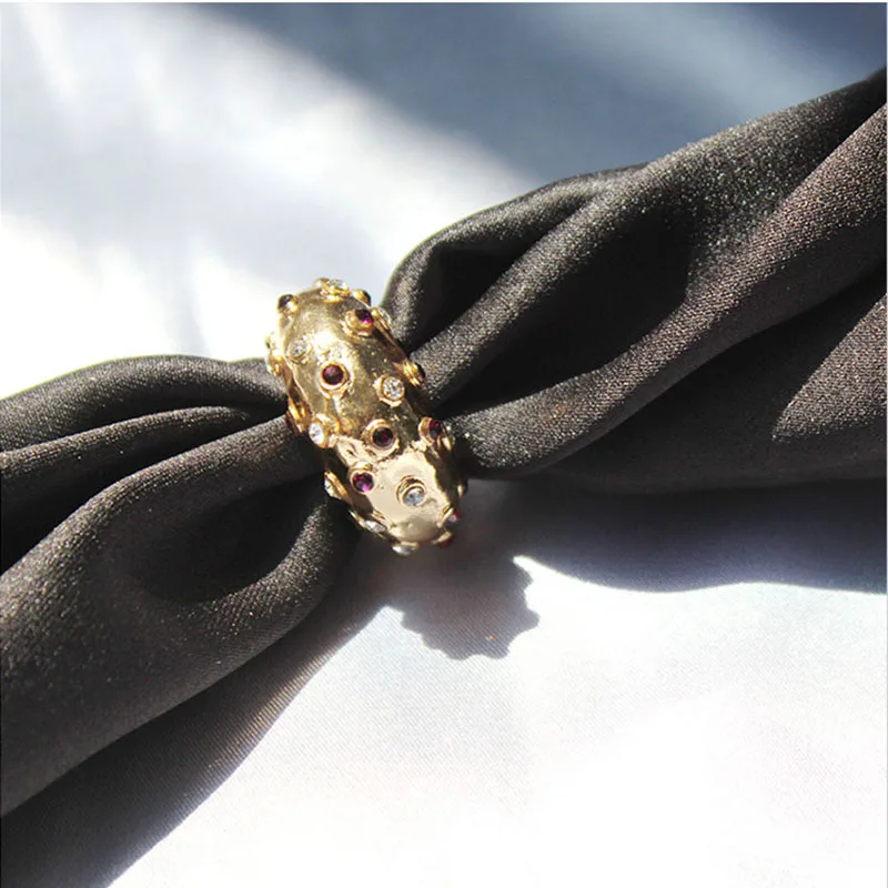 Металлическое кольцо SRCOI в стиле панк смешанные кристаллы барокко модное ретро