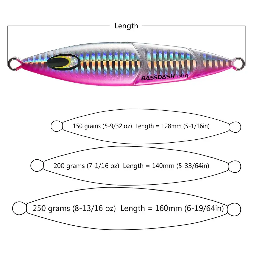 Bassdash Vertical Jigs Luminous Slow Jigging Lure Metal Spoon for Saltwater Freshwater Fishing 3 Colors Weights One piece | Спорт и