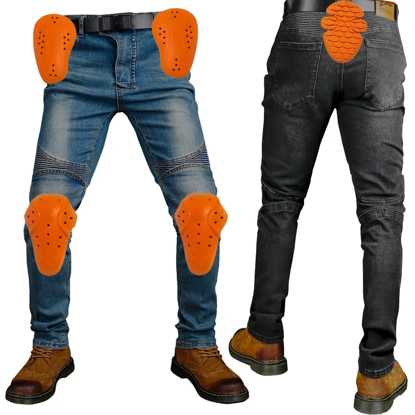 Men riding Slim fit moto jeans Motorcycle riding anti-fall pants women Motorcycle Jeans Outdoor cycling Pants with knee pads