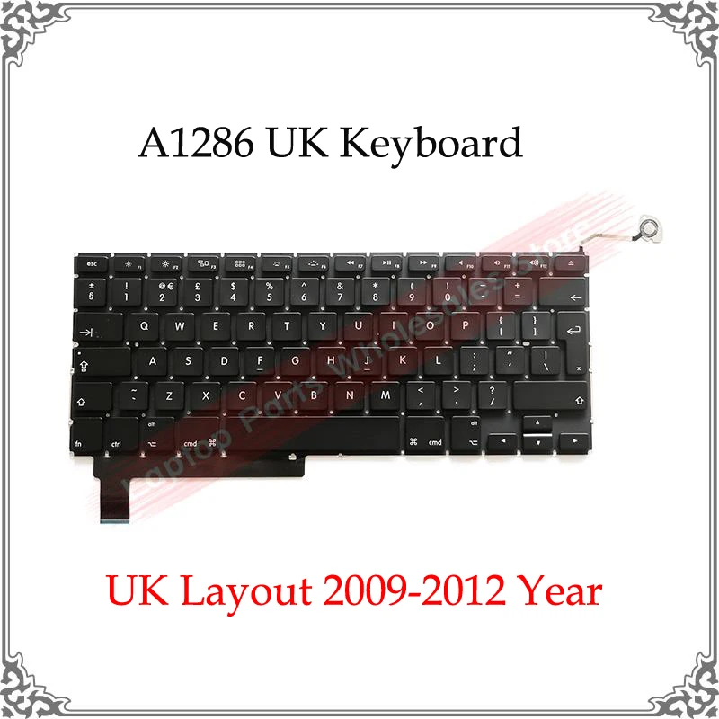Original Brand New 15.4 inch English A1286 Keyboard 2009-2012 Year For Macbook Pro A1286 UK Layout Keyboard Replacement