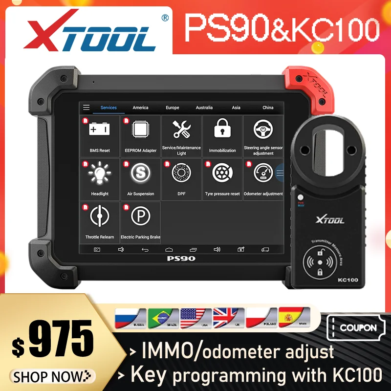 XTOOL PS90 Авто OBD2 ключ программист одометр Регулировка полная система автомобильный
