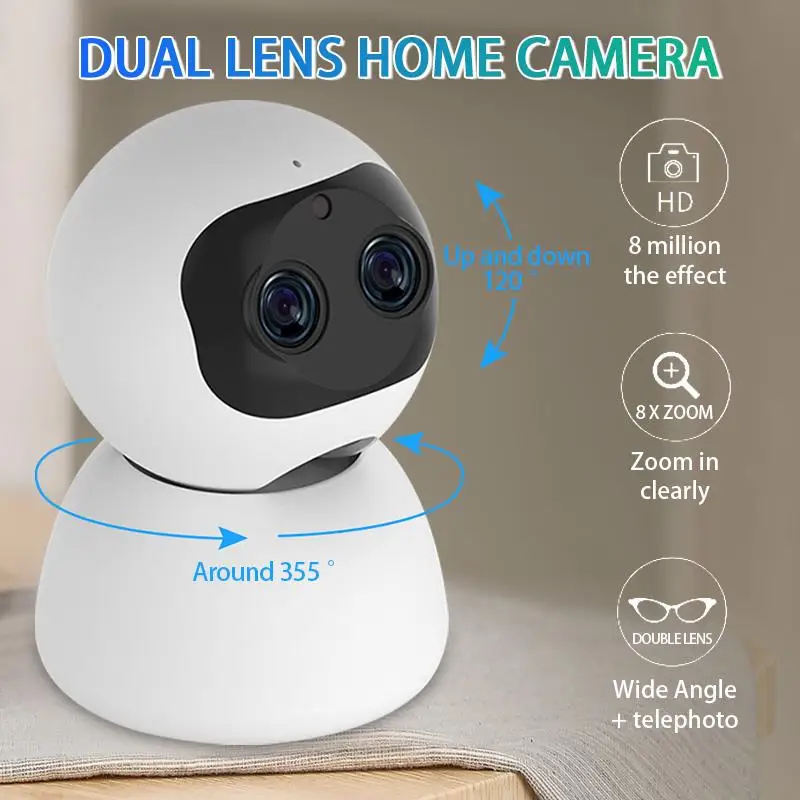 1080P IP Камера Wi Fi Двойной объектив Dome функции панорамирования наклона и бинокль 8MP