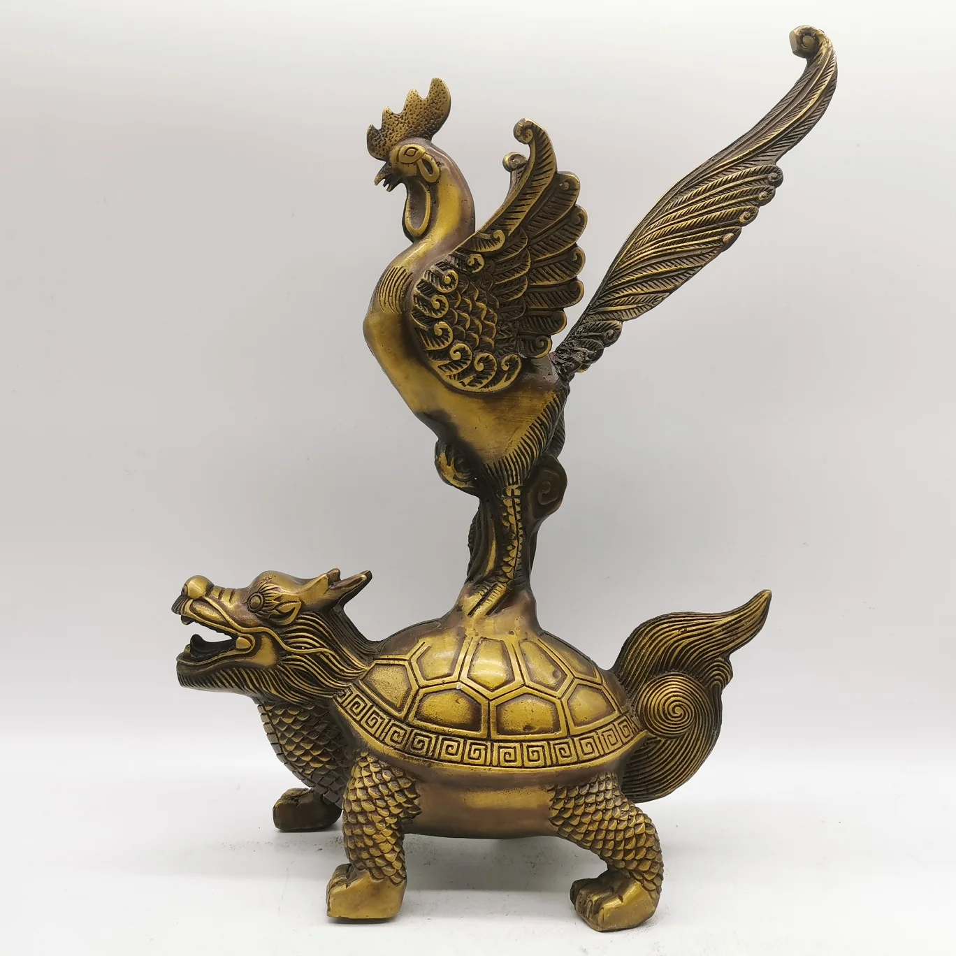 

Kaiguang из чистой меди Золотой Петух шаговый на Дракон орнамент черепаха, изгнание злых духов фэншуй декоративные декоративно-прикладного иск...