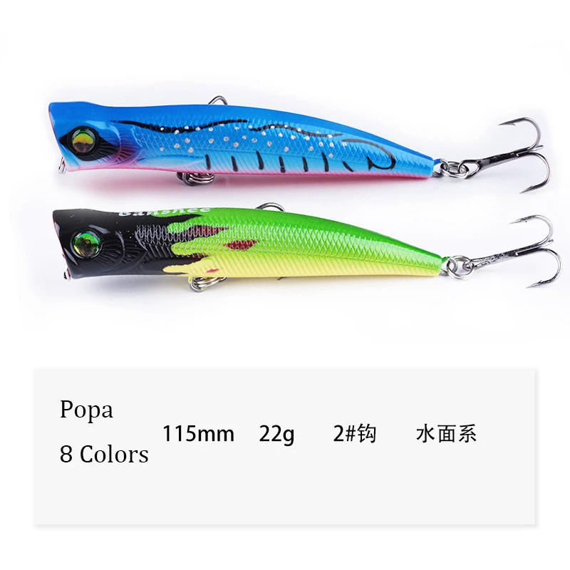 

1Pcs 115mm 22g Fishing Lure Popper 3D Eyes Crankbait Wobblers Artificial Hard Bait Carp Pike Lure Isca Fishing Tackles Pesca