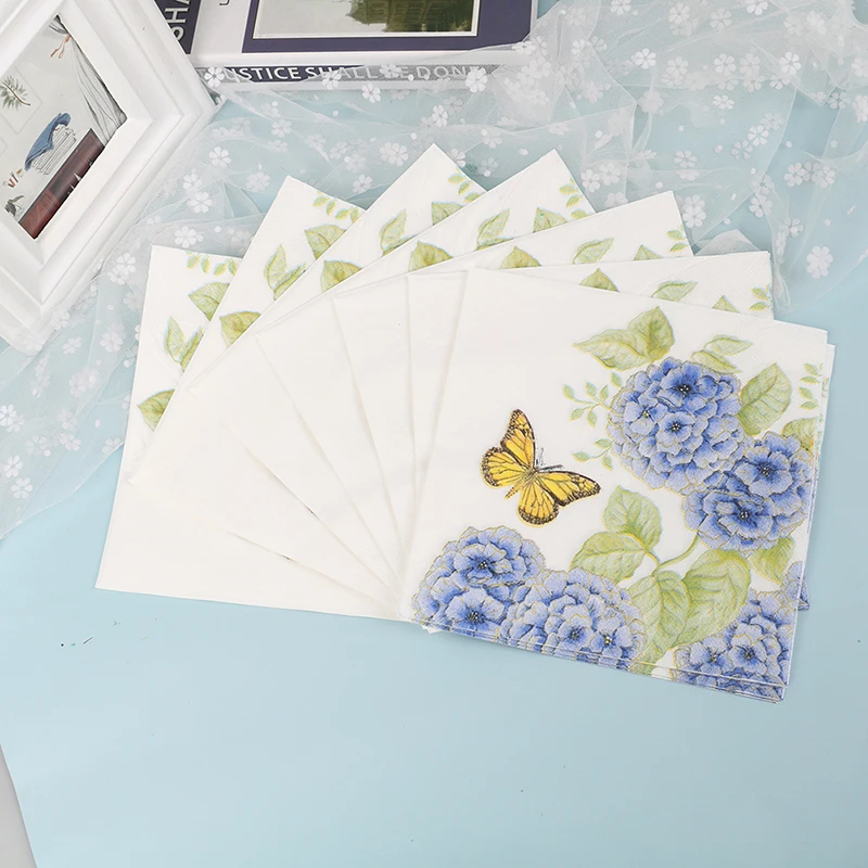 33*33 см декупаж Свадебные винтажные элегантные ткани синий цветок день рождения