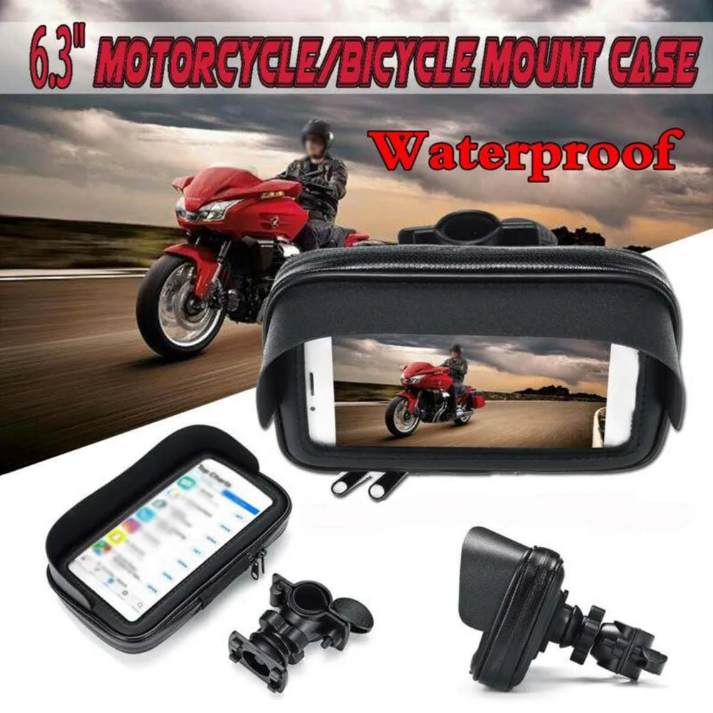 

Motorcycle Handlebar Holder Bike Case For Mobile Phone GPS Waterproof PU+ABS