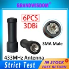 GRANDWISDOM 6 шт. 433 МГц Антенна 3dbi sma Мужская lora антенна pbx iot модуль lorawan сигнальный приемник антенна с высоким коэффициентом усиления