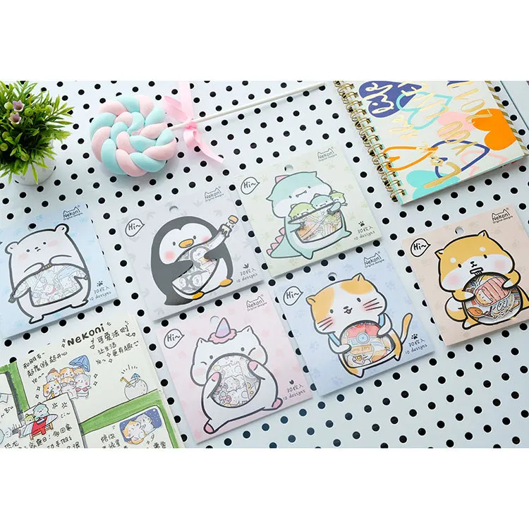 30 шт./компл. корейский импортный бренд NeKoni наклейки с милыми маленькими животными
