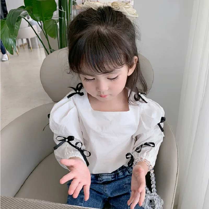 

Mihkalev Kids 2021 Autumn Clothes Baby Girl White Tshirt And Tops Children Long Sleeve Blouses Costume