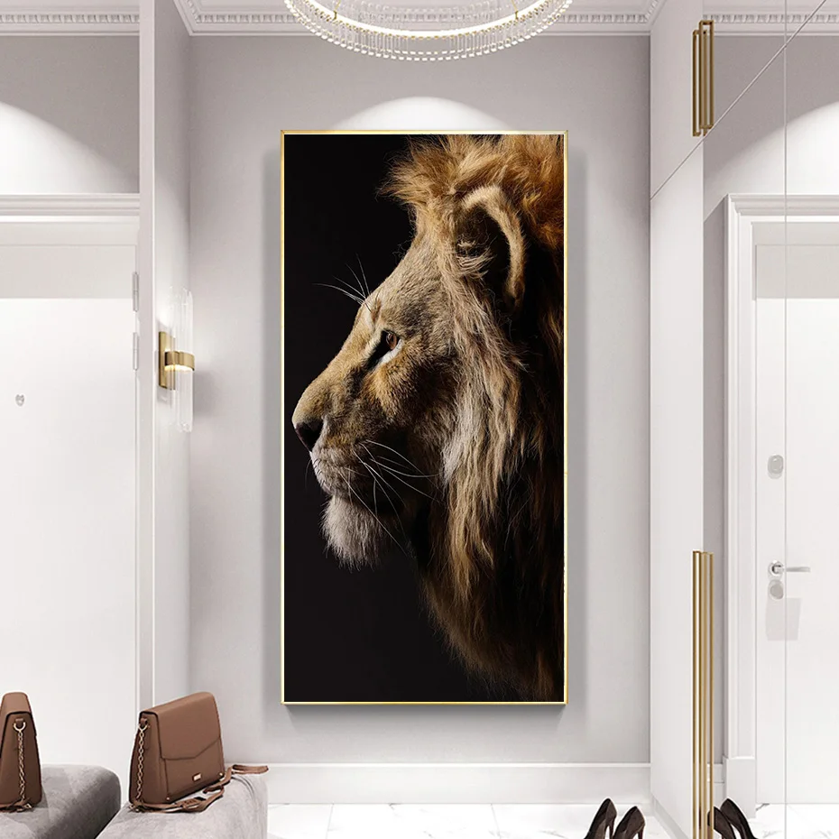 Животные картина холст лев леопард маслом постер для дома интерьер комнаты офиса