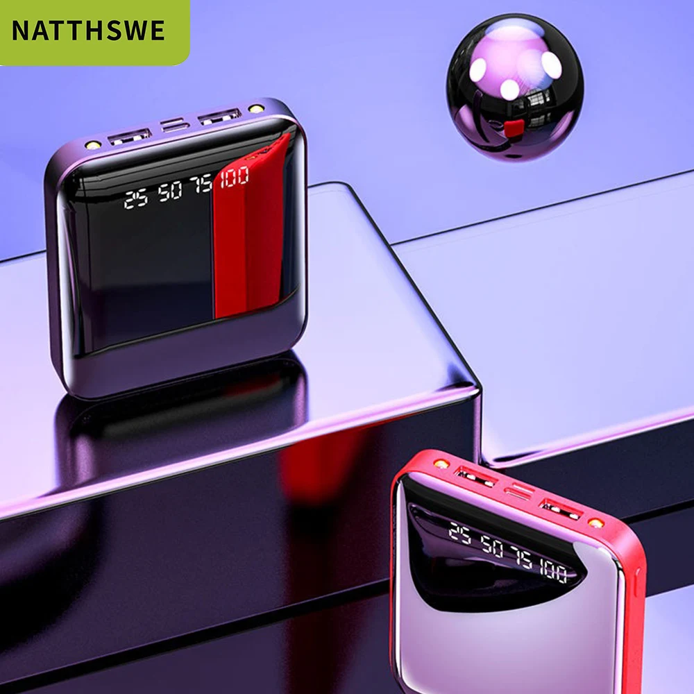 NATTHSWE Mini Power Bank 10000 мАч для iPhone 7 Xiaomi Mi Powerbank Pover зарядное устройство с двумя портами