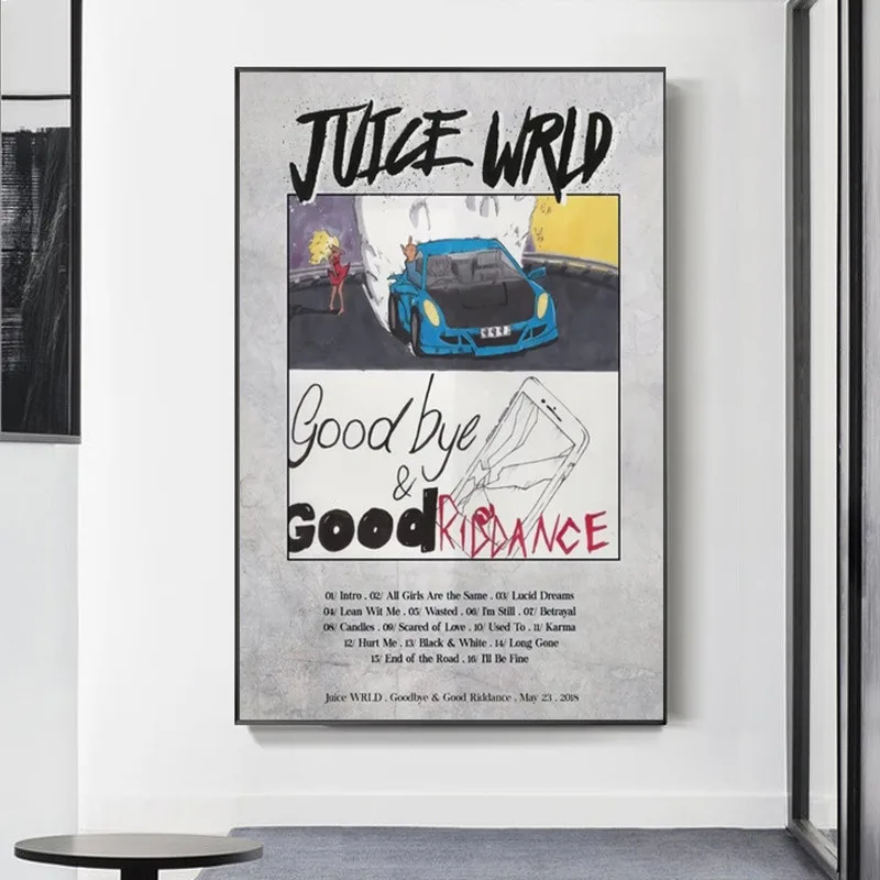 

Juice Wrld Goodbye & Good Riddance Album Cover Poster and Prints Painting Art Wall Canvas Pictures for Living Room Home Decor