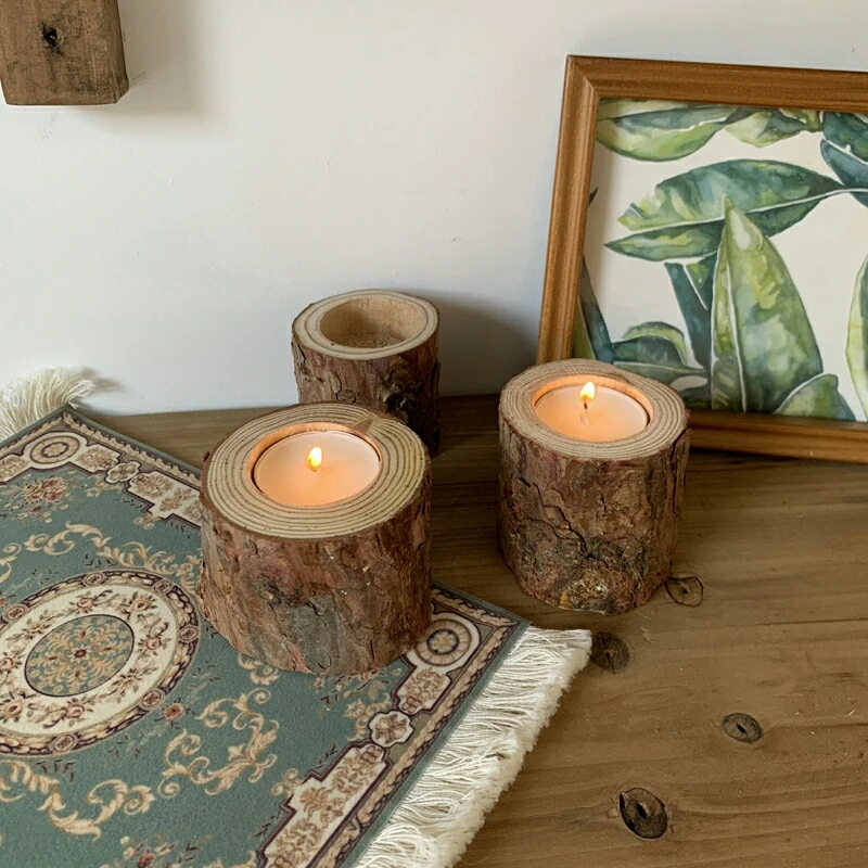 

Retro Nostalgic Tree Stump Wood Candle Holder Home Studio Decoration Ornaments