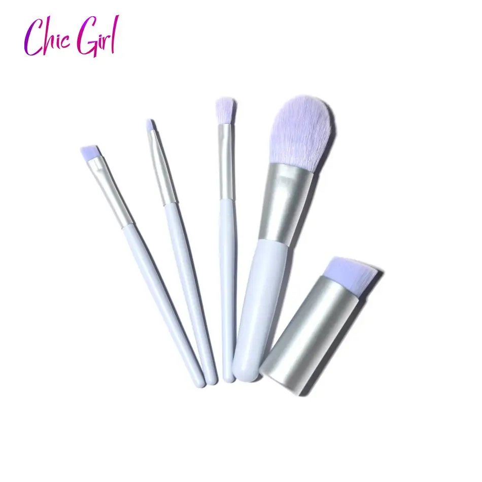 

5PCLarge Makeup Brush Set White Concealer Foundation Blush Powder Blend Cosmetic Make Up Brushes Eyeshadow Fan Highlighter Brush