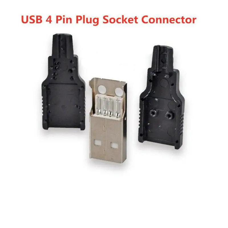 

Type A Male Usb 4 Pin Plug Socket Connector With Black Plastic Cover E7F5
