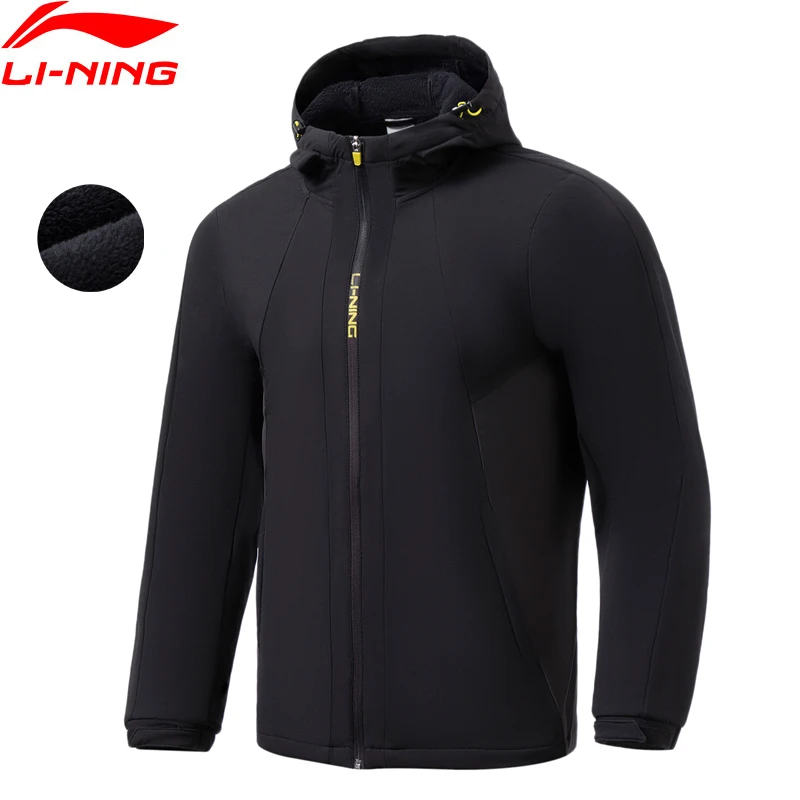 Li-Ning Men Fitness Winter Windbreaker Warm Fleece Regular Fit Male Coat 92%Polyester 8%Spandex LiNing Sports Jacket AFDR515