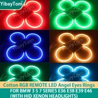 4x131 мм Дистанционное многоцветное RGB SMD хлопковое светодиодное кольцо с ангельским глазом для BMW 3 5 7 серии E36 E38 E39 E46 (ксеноновые линзы для фар)