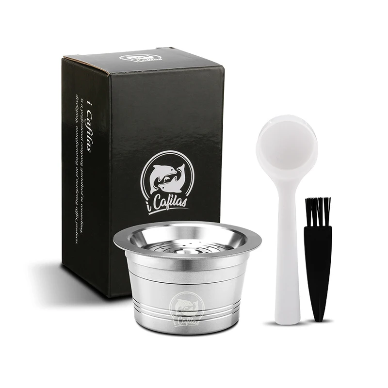 

Coffee Capsule Portable Stainless Steel Reusable Coffee Capsule With Brush Spoon For TCHIBO Cafissimo