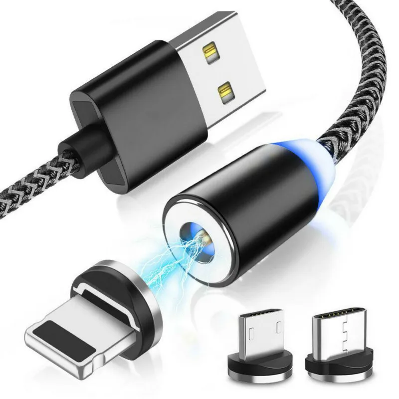 Светодиодный магнитный usb кабель с магнитной вилкой + USB type C Кабель Micro для iPhone X 8 7 6