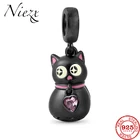 Подвеска-Шарм кошка из серебра 2021 пробы, светящаяся в темноте