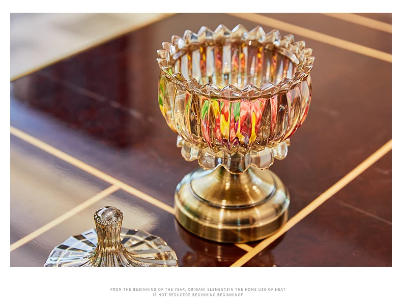 

Creative Metal Crystal Glass Living Room Luxury Wedding Home Decor Candy Jar Storage Box