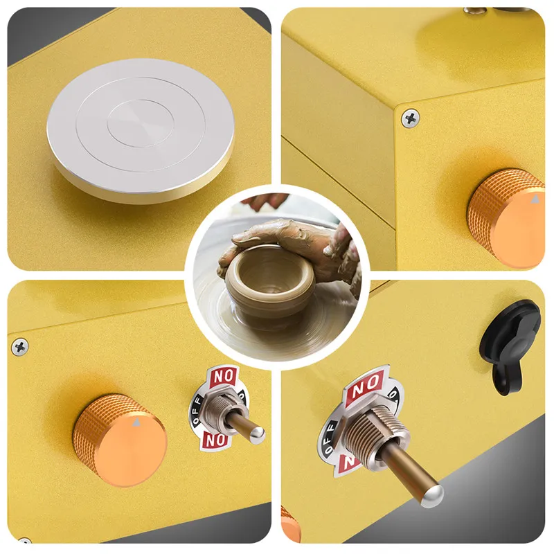 

6.5/10cm Turntable Pottery Machine Electric Pottery Wheel DIY Clay Tool with Tray for Ceramic Work Ceramics Clay Art Craft Set