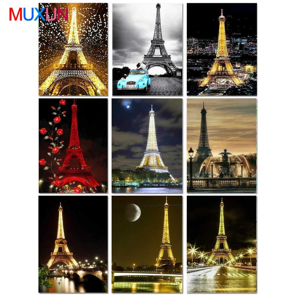 5D алмазная живопись полная выкладка Эйфелева башня картина из страз вышивка