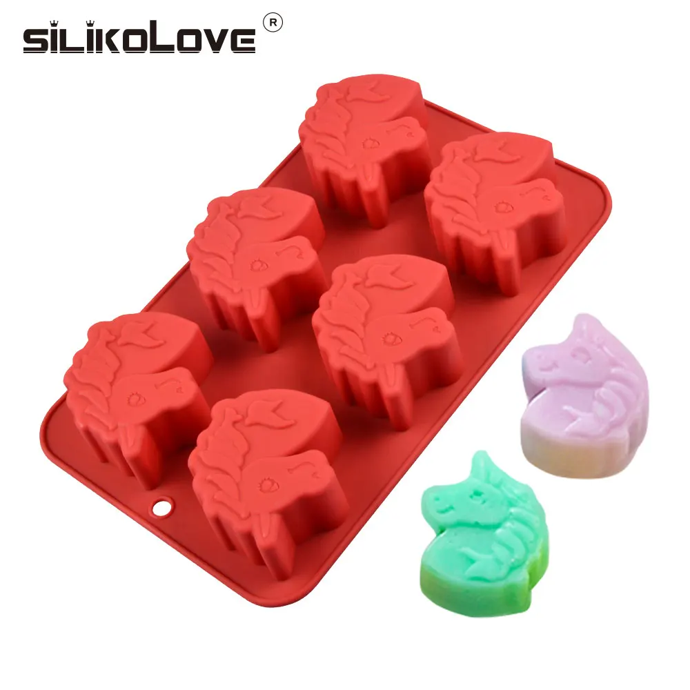 SILIKOLOVE 3D Мыло с единорогом, силиконовая форма для мыла DIY, ручная работа, 6 полостей, форма для мыла - изображение