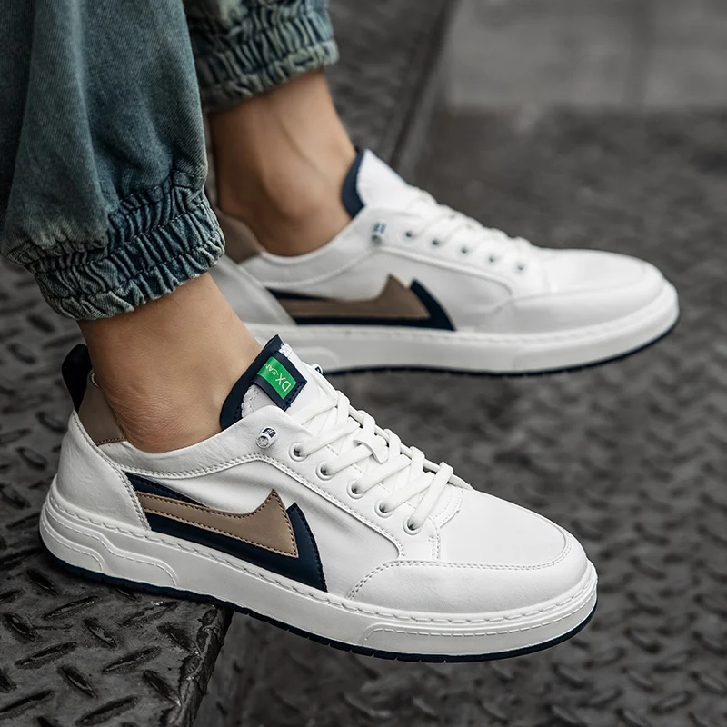 

Best Selling Casual Footwear For Adult Leather Men Lace Up Sneakers Brand Designer Casual Male Shoe Hard-Wearing Man Flat Shoes