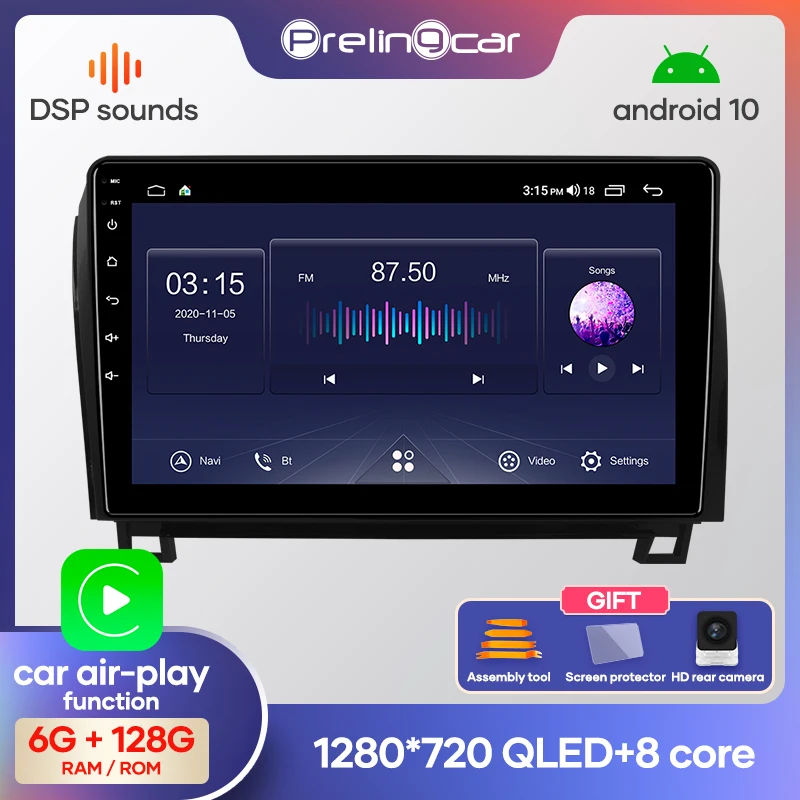 Автомагнитола Prelingcar 2 Din Android 10 0 без DVD мультимедийный видеоплеер GPS навигация для