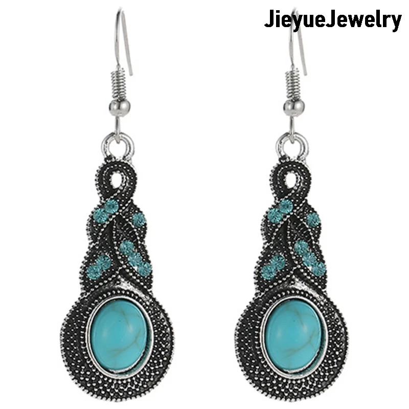 Тибетское серебро серьги-подвески натуральный камень говлит свисающие серьги