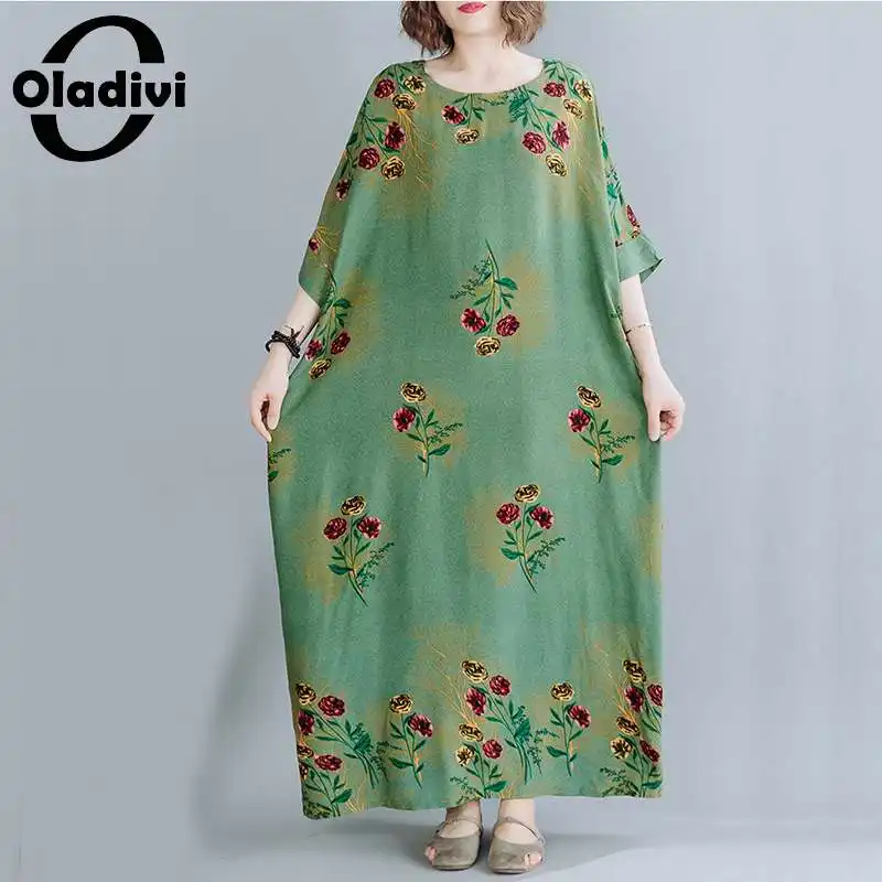 

Oladivi Модное Длинное Платье с принтом в стиле бохо для женщин, одежда большого размера, Женская богемная пляжная одежда, повседневные платья-...