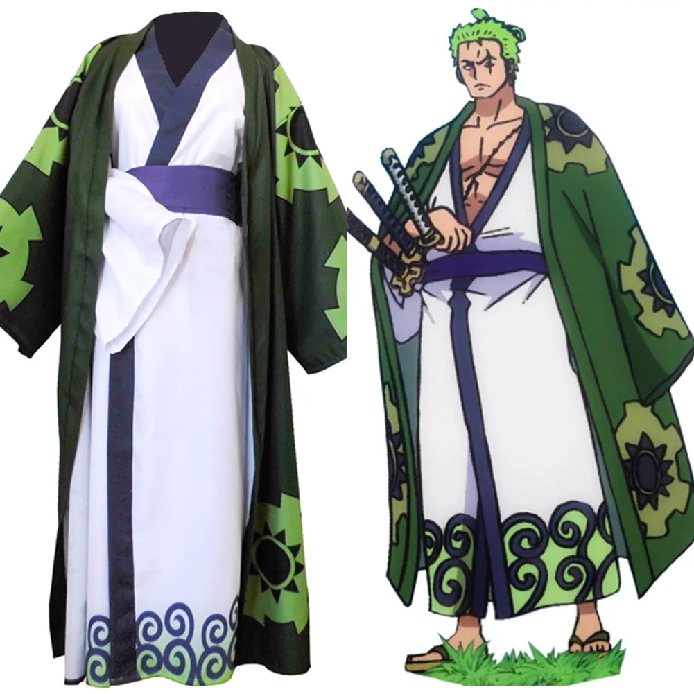 

2021 New Zoro Cosplay Costume Japanese-style Kimono Robe Full Suit Halloween Carnival