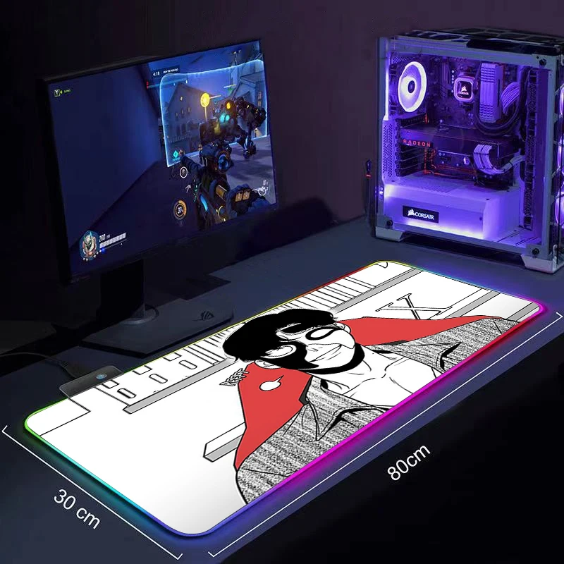 

Bj alex cartoon RGB Gaming Accessories Computer Large 900x400 Mousepad Gamer Rubber Carpet With Backlit keyboard led mouse pad