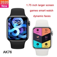 2021 new arrival ak76 iwo plus 3 0 smart watch women men games smartwatch bluetooth call series 6 1 75 inch remote camera