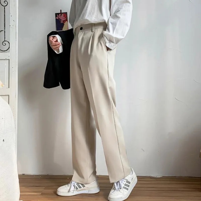 Summer Thin Solid Color Formal Suit Pants Men Korean Fashion Loose Casual Men's Social Evening Dress | Мужская одежда