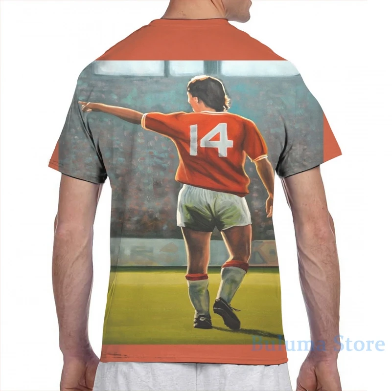 Мужская и женская футболка с принтом Johan Cruyff оранжевый Je nr 14 модная коротким