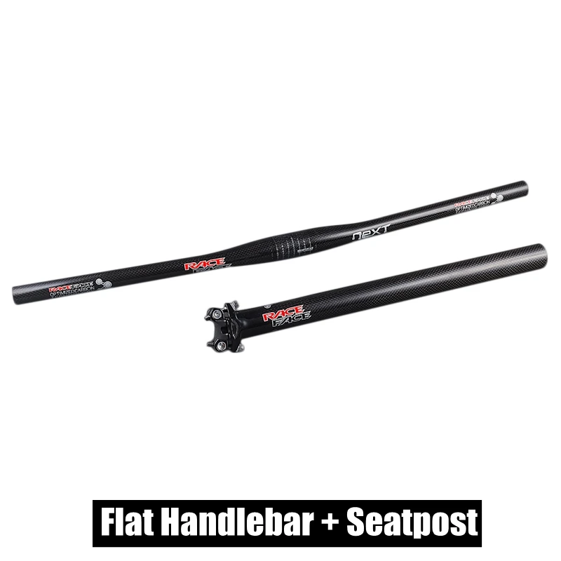 Flat Bars Seatpost Гоночная лицевая сторона Next 3K углеродный велосипед MTB Руль набор велосипед подъем/плоский руль или стержень или подседельный штырь Велоспорт Горный запчасти - Цвет: Flat Bars Seatpost