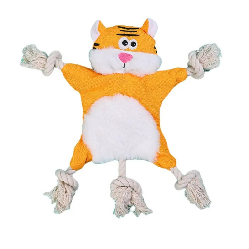 

2021 Pet Dog Cotton Rope Molar Sound Paper Sound Toy Tiger Plush Dog Toys