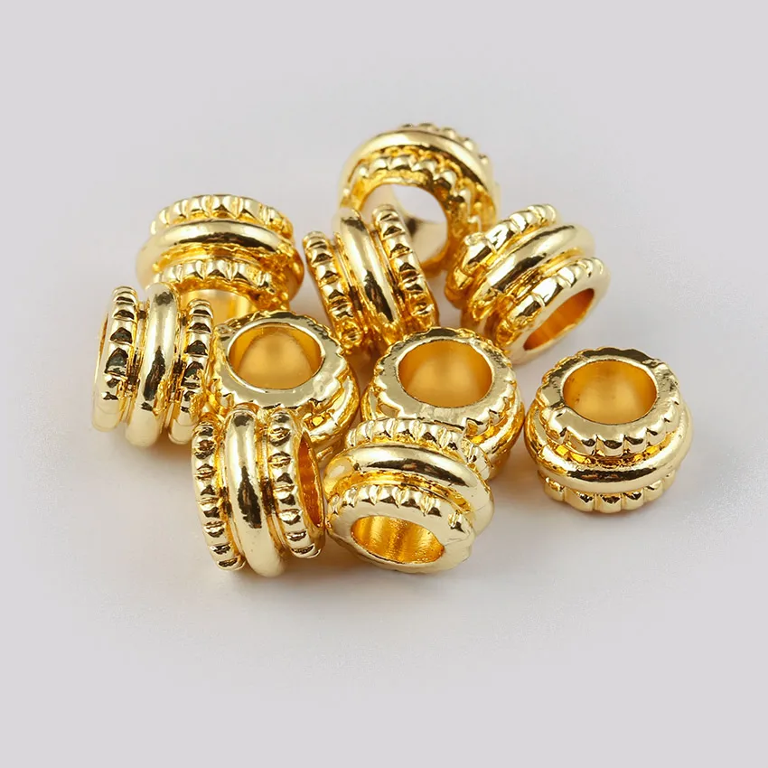 10 шт./партия золотистые бусины с большим отверстием разделительные для рукоделия