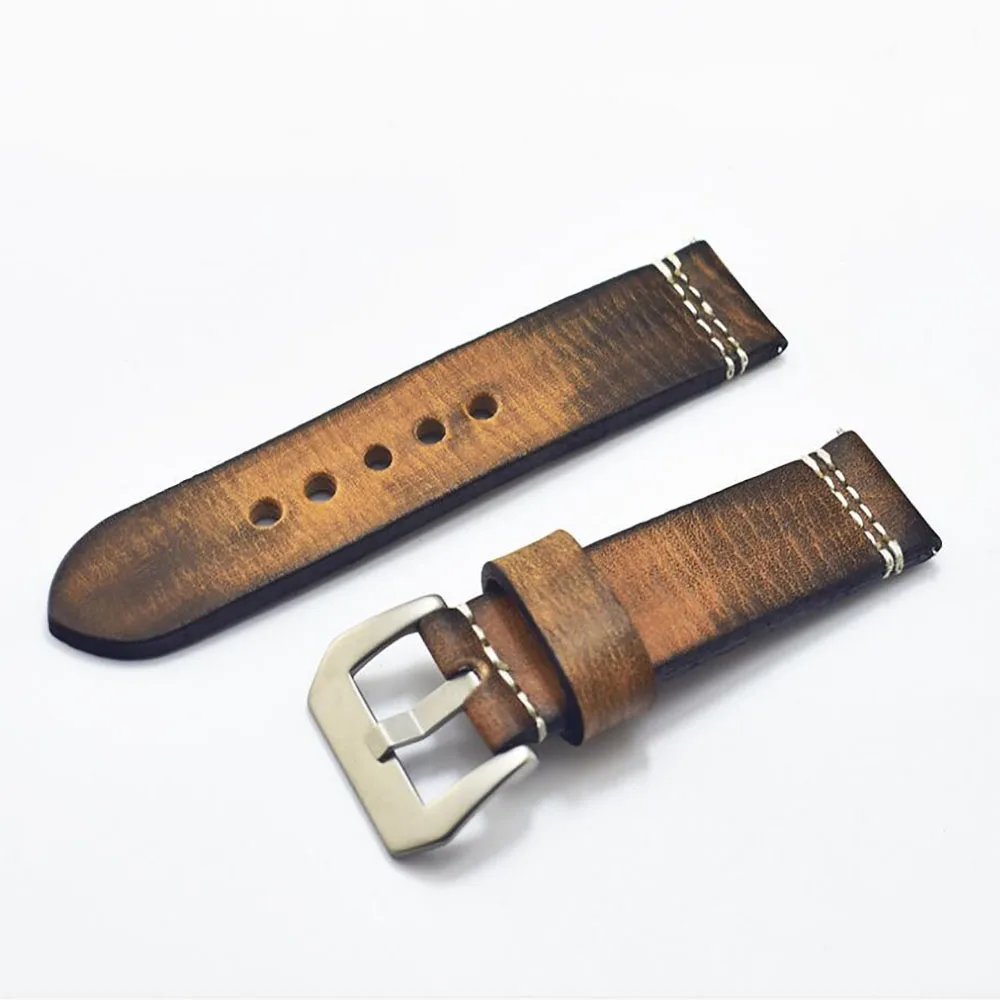 Ремешок из натуральной кожи мужской винтажный коричневый браслет для наручных