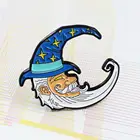 Милая мечта, милая, в форме Луны, дедушка с белой брошка в виде усов, носить синюю шляпу со звездой, подарки для друзей, Детская Брошь